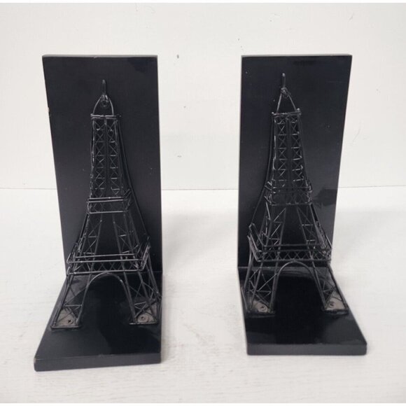 Unbranded Other - Wood Metal 3D Eifel Tower Figurine Bookends Pair Historical Wonders Collection